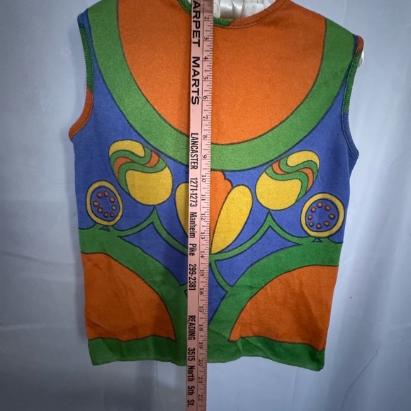 Vintage Lady Van Heusen Colorblock 70’s Sleeveless Floral Mod Mid So Cool - Picture 9 of 15